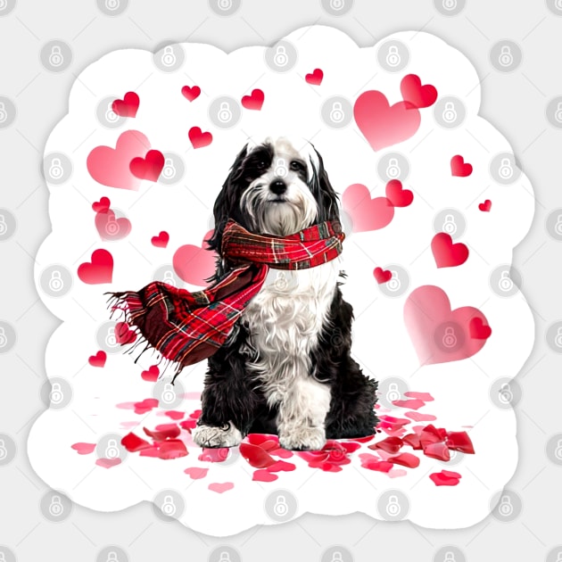 Tibetan Terrier Hearts Love Happy Valentine's Day Sticker by cyberpunk art